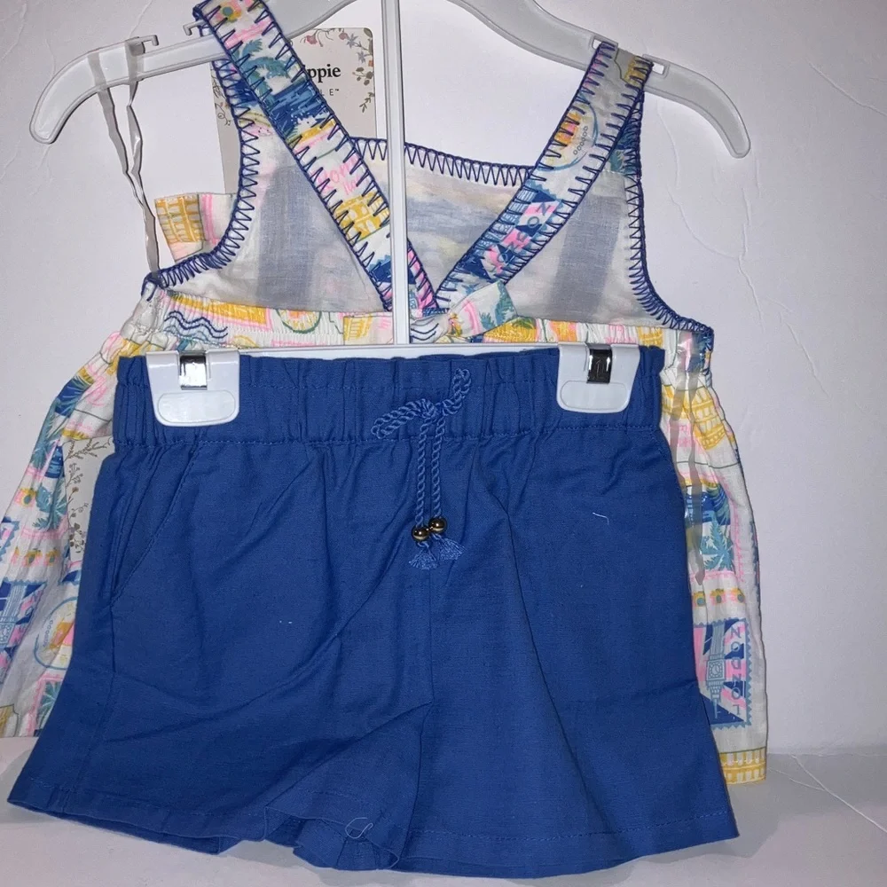 Haute Hippie‎ Kids Travel Design (London, Rome, Beach) Shirt, Shorts and Bow Set